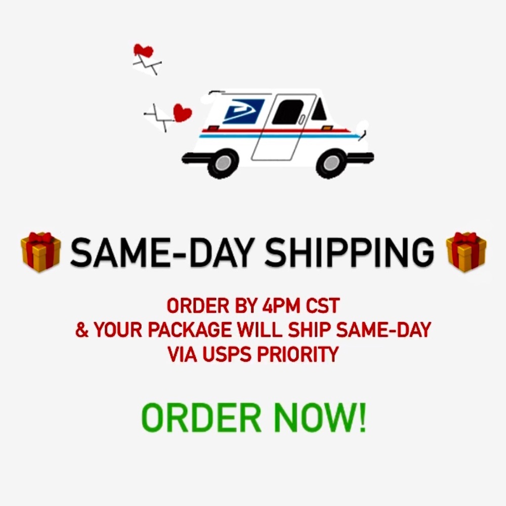 SAME-DAY SHIPPING via USPS PRIORITY (order by 4PM CST)